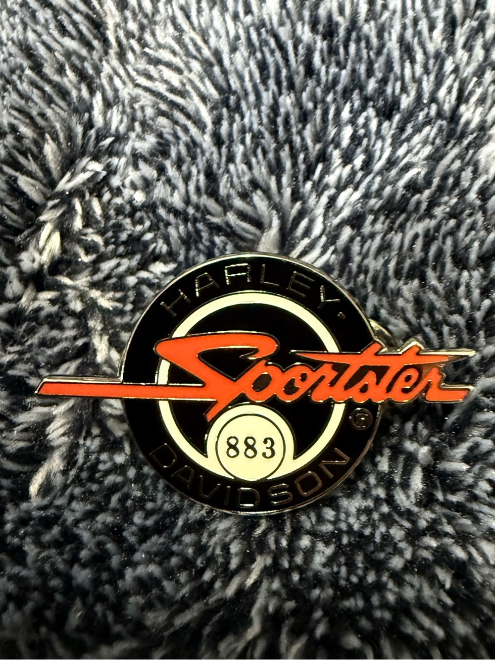 Harley-Davidson Sportster 883 Orange Black Enamel Motorcycle Pin